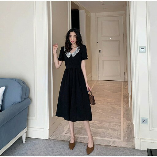 見る角度で印象が変わる リトルブラックドレス ロングスカート コントラストカラー 見る角度で印象が変わる リトルブラックドレス ロングスカート コントラストカラー