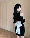 満足してます 背透けて 蝶結び ワンピース 長袖 ギャザリング sweet系 大人気 ミニスカート