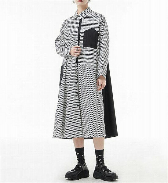 元気少女の衣装 INSスタイル シャツワンピ カジュアル オシャレ ストリートスタイル ワンピース