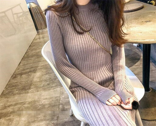 女性美up ロングスカート フィッシュテールスカート 怠惰な風 ニットワンピース ピュアカラー 女性美up ロングスカート フィッシュテールスカート 怠惰な風 ニットワンピース ピュアカラー