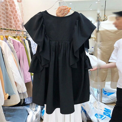 洗練されたオシャレを。フリル シャツ sweet系 トップス フォールド 縫付 スリム 洗練されたオシャレを。フリル シャツ sweet系 トップス フォールド 縫付 スリム