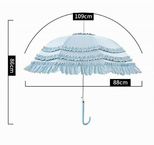 ロリータ風 長柄日除け傘 UV99%遮断 カラーUVコート