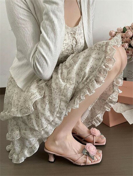 素敵な商品 INSスタイル ハイヒール 気質 バラのスリッパ 中国の風 フォーリンスタイル サンダル