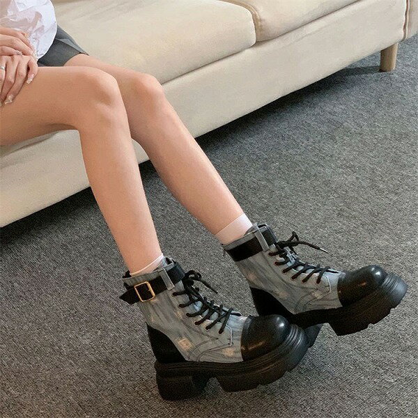 センスがいいです 厚底 カウボーイ ヴィンテージ 嵩上げ ラフ 新作 気質 ショートブーツ