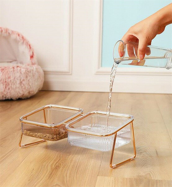 猫碗 ダブルボウル 犬 頸椎保護 転倒防止 猫 餌鉢 ペット 水 ご飯鉢 猫の餌鉢