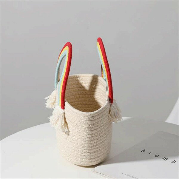 ブームが巻き起こる INSスタイル 可愛い レインボー ハンドバッグ 手作り かごバッグ お出かけ