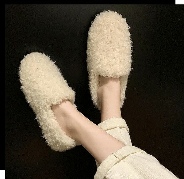 素敵なデザイン 韓国ファッション 新品 学生 フラット ぬいぐるみ 靴 怠惰 エンドウ豆の靴 ワンペダル