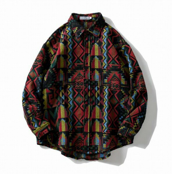 ブームが巻き起こる INSスタイル エスニック シャツ 厚手 プリント オーバーオール トレンディ