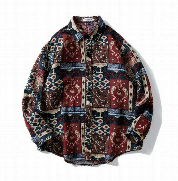 ブームが巻き起こる INSスタイル オーバーオール トレンディ エスニック シャツ 厚手 プリント