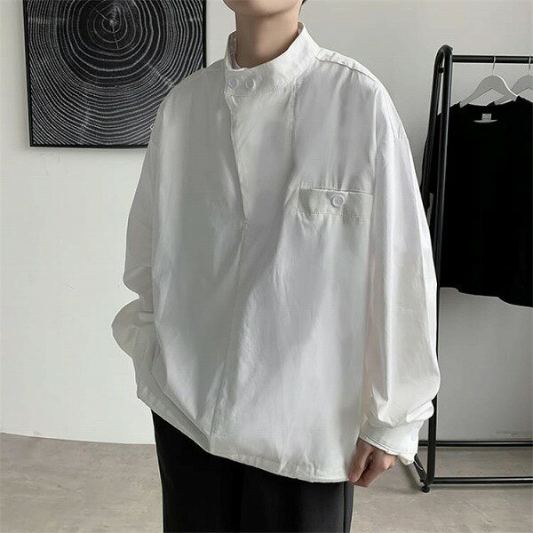 華やか新品入荷 INSスタイル ジャパニーズ スタンドカラー 長袖 シャツ 韓国語版トレンド ゆったりする