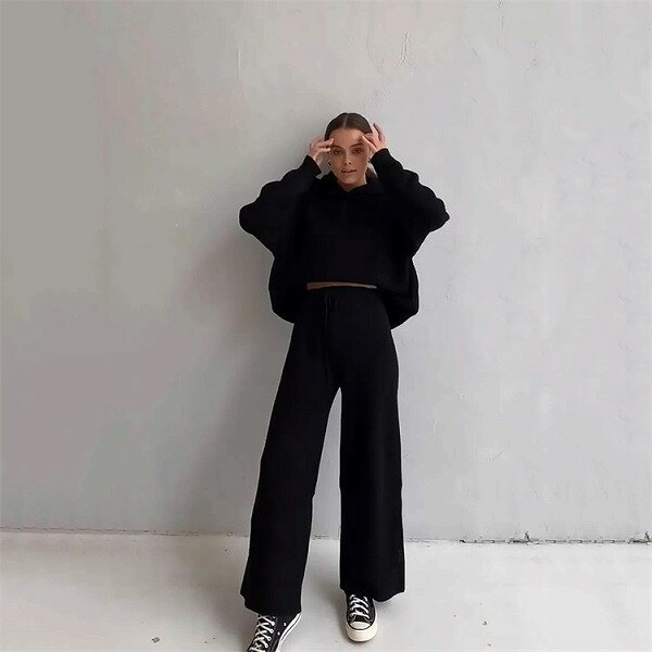 2点セット 快適である 気質 カジュアルパンツ フード付き ロングパンツ パーカー