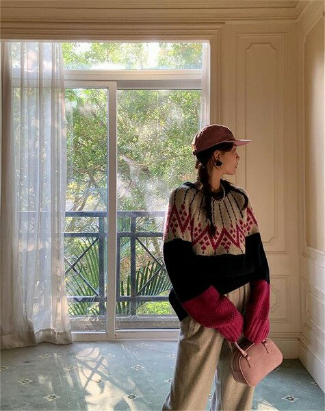 元気少女の衣装 秋冬 快適である セーター 長袖 ラウンドネック ニットトップス 可愛い トップス