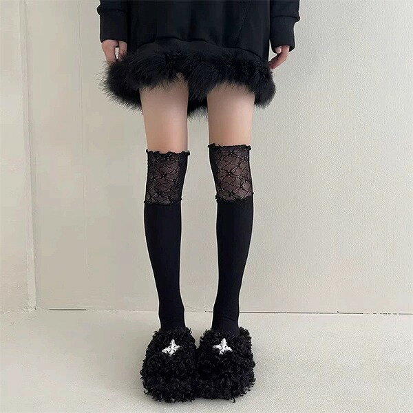 ブームが巻き起こる 縫付 ストッキング ハイソックス スタックソックス sweet系 ギャザリング