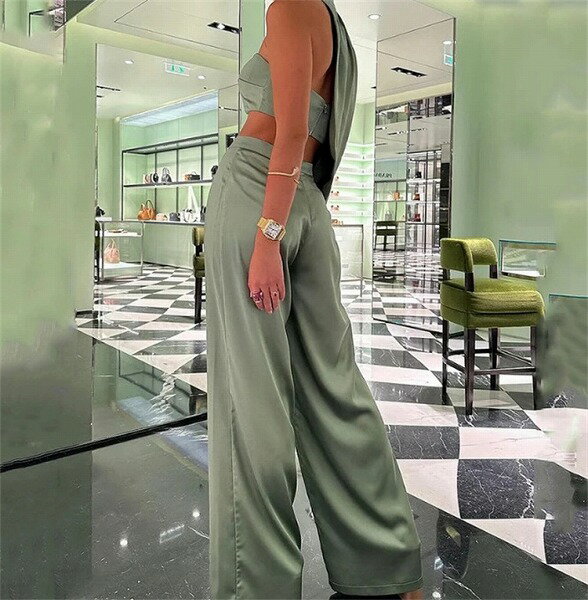 人気沸騰 ワイドパンツ 気質 セットアップ スラックス ロングパンツ 袖なし 上着 エレガント セクシー