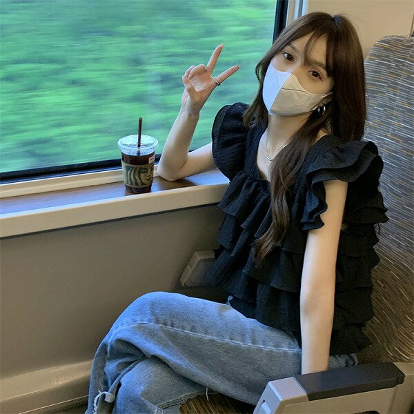 第一印象：素晴らしい 上着 半袖 ケーキのブラウス 夏 sweet系 シャツ レディース シフォンブラウス