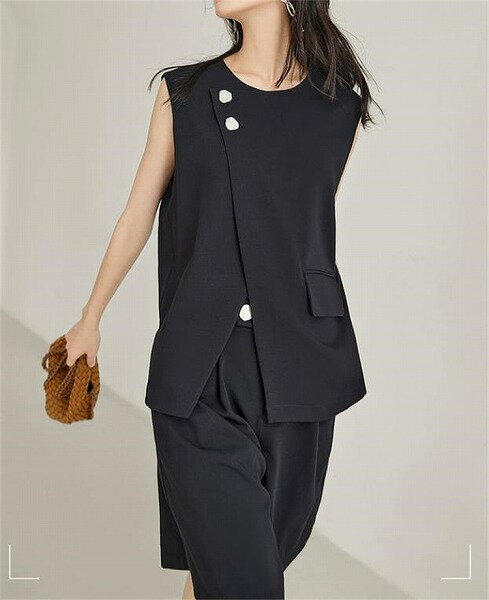 注目になる印象 通勤 スーツ 春夏 スリム ベスト ショートパンツ セットアップ タンクトップ