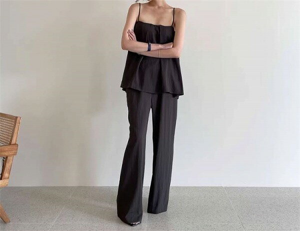 カジュアル好きならコレ 気質 セクシー ベアトップ ハイウエスト ワイドパンツ セットアップ スラックス