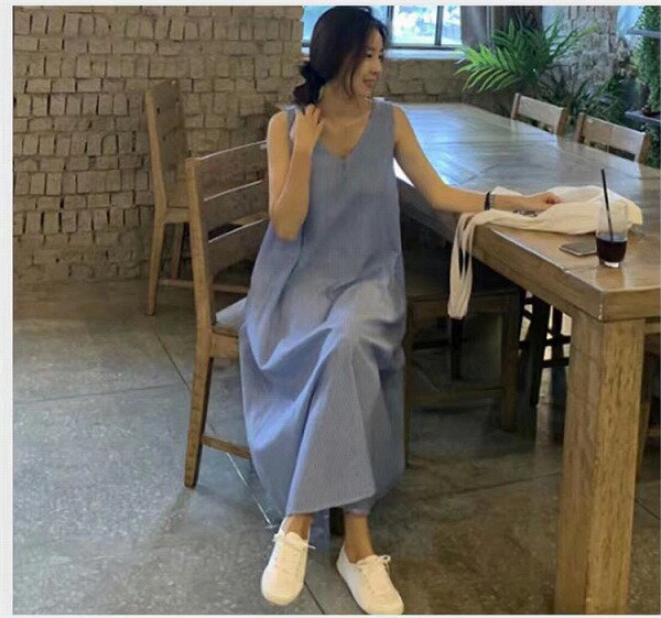 楽天ドレミファソラ・ねこご要望多数につき再販開始 ゆったりする ロングスカート ストライプ ジャンパースカート ベストスカート