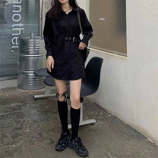 大人の魅力高まる 受け取って腰 長袖 ミニスカート 春秋 シャツワンピ 怠惰な風 中長セクション 大人の魅力高まる 受け取って腰 長袖 ミニスカート 春秋 シャツワンピ 怠惰な風 中長セクション