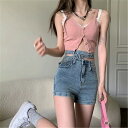 大人気 デニム ショートパンツ ハイウエスト女性 ストレートパンツ 取り外し可能なウエストベルト