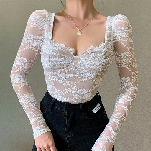 定番 レース 長袖 ヨーロッパとアメリカ トップス 秋 セクシー 受け取って腰 Vネック 定番 レース 長袖 ヨーロッパとアメリカ トップス 秋 セクシー 受け取って腰 Vネック