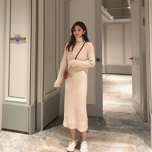 人気商品 ゆったりする 中・長セクション ニット タートルネック 厚手 ニットワンピース 人気商品 ゆったりする 中・長セクション ニット タートルネック 厚手 ニットワンピース
