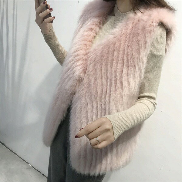 新作 ファー ベスト 中・長セクション イミテーションフォックス ゆったりする ぬいぐるみ