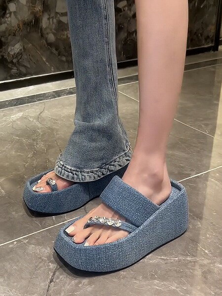 ビーチサンダル 太いヒール 厚底 ウォータードリル スリッパ 夏 滑り止め