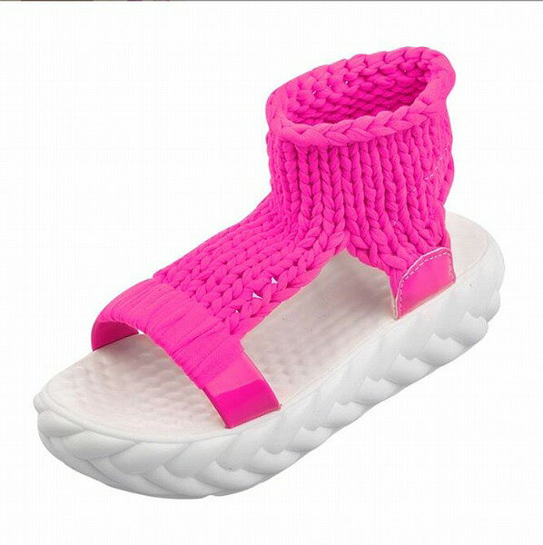 人気商品 サンダル オープントゥ ローマ靴 毛糸 厚底 松ぼっくり 通気 快適