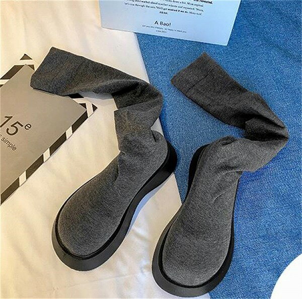 ニット オシャレ 快適である 歩きやすい ロングブーツ 新作 春 秋 厚底 ロングチューブ