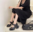 INSスタイル 春の新作 レトロ パテントレザー 太いヒール 厚底 防水プラットフォーム 小さな革靴