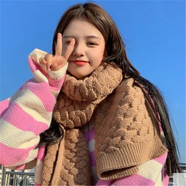 ●秋● トレンド 編み物 スカーフ 女性 日本語 暖かい デュアルユース 両面 スカーフ