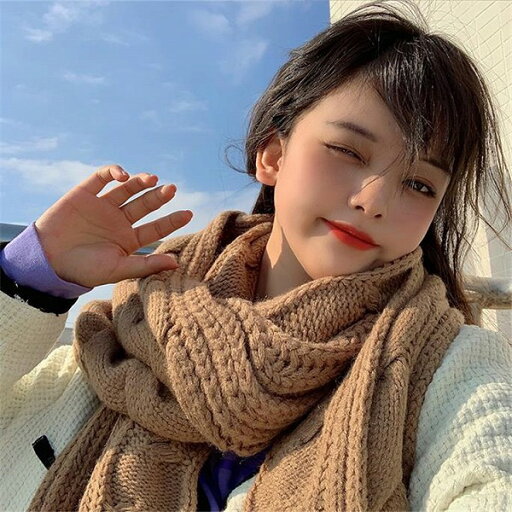 秋冬物 日本語 無地 レトロ 原宿 韓国 ニット 保温 スカーフ 女性 学生 厚手 秋冬物 日本語 無地 レトロ 原宿 韓国 ニット 保温 スカーフ 女性 学生 厚手