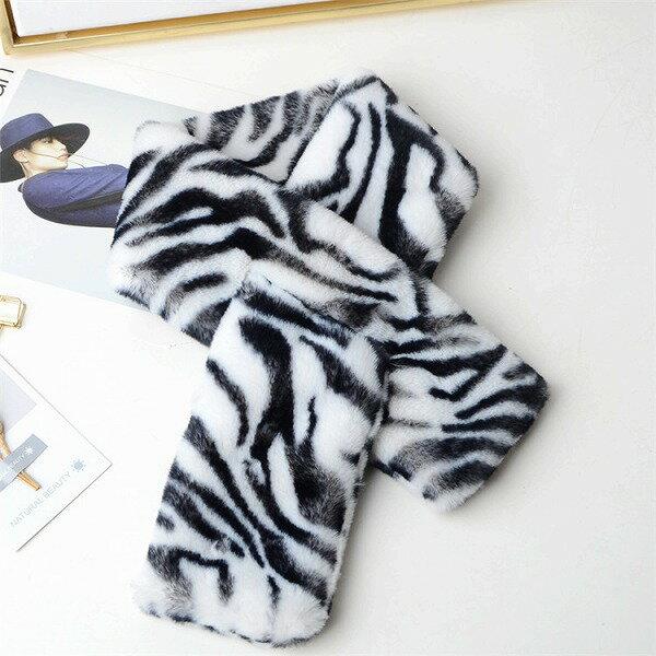 新作 ヒョウ柄 ぬいぐるみ スカーフ 冬 フェイクファー 暖かい 交差する 毛皮の襟