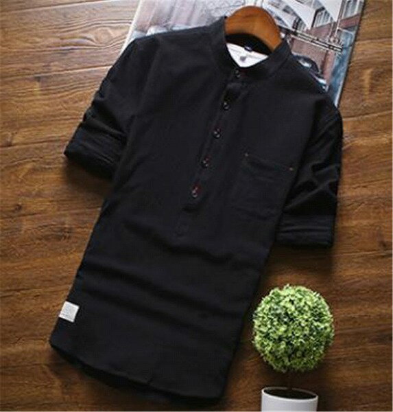 ●秋● 七分袖 春 シャツ 韓国語版 トレンド ハンサム 無地 夏 半袖 シャツ 男性