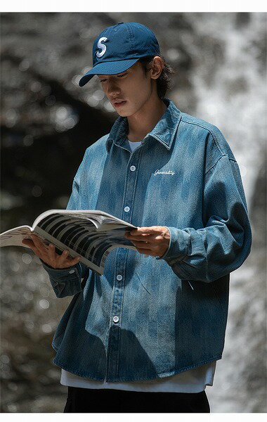 早く買いに来てください ジャカード シャツ コート カップル服 デニムジャケット デニムコート