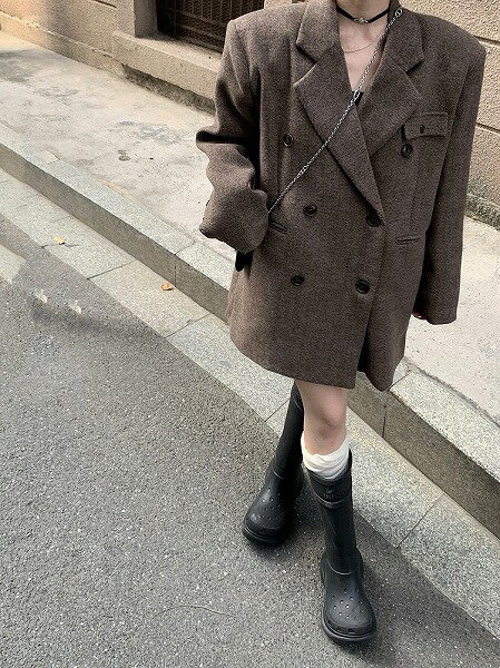ウールコート ダブルボタン ゆったりする 上着 長袖 スリム カーディガン スーツ