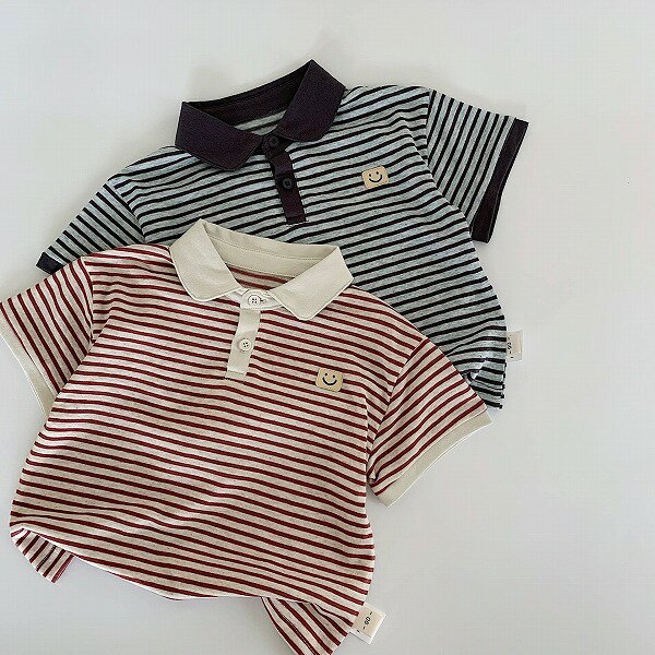 春夏子供服 シンプル ポロシャツ 韓国風 キッズ服 トップス 男女兼用 インナーシャツ 2色展開[90~140]