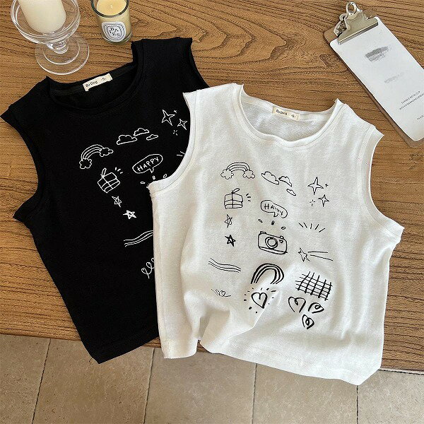 春夏子供服 シンプル ゆったり ベスト 韓国風 トップス インナーシャツ 男女兼用 2色展開[90~140]