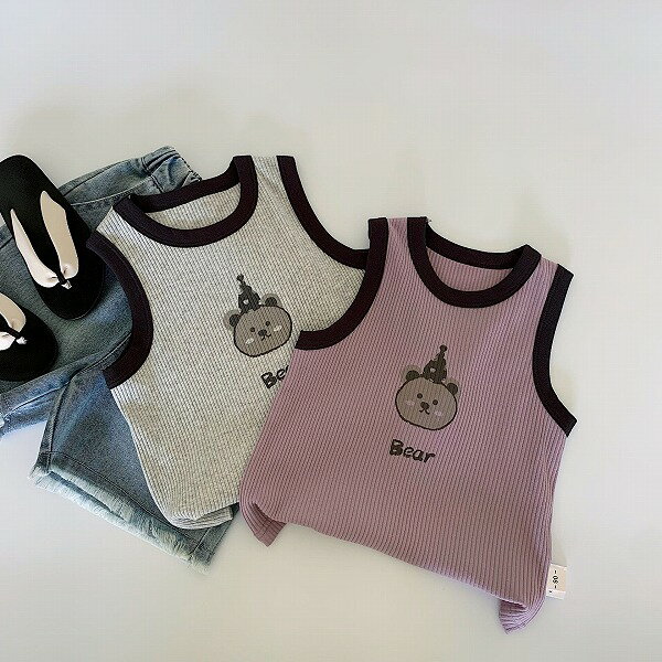 春夏子供服 シンプル ベスト 韓国風 キッズ服 トップス 男女兼用 インナーシャツ 2色展開[90~140cm]