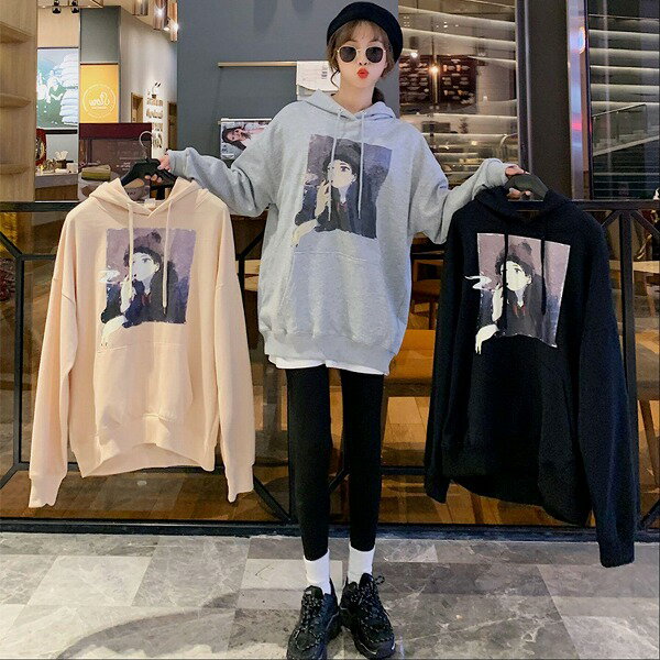 春秋レディース服 シンプル ゆったり トレーナー 裏起毛 厚手 パーカー トップス 長袖Tシャツ [M~XL]