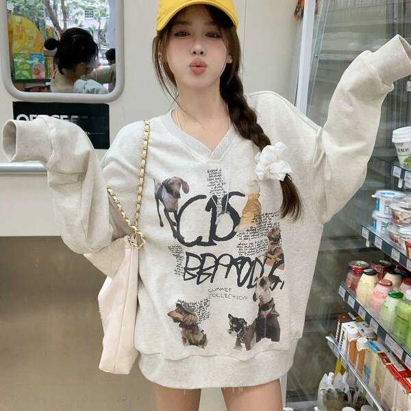 春夏レディース服 シンプル ゆったり トレーナー 韓国風 パーカー トップス 長袖Tシャツ [S~XL]