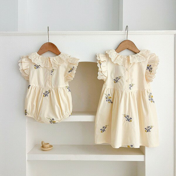 春夏子供服 シンプル 花柄 ワンピース&ロンパース 姉妹服 韓国風ベビー服 連体服