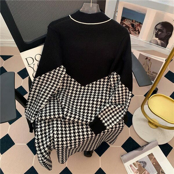 春夏レディース服 シンプル レトロ ニットワンピース 韓国風 トップス ロングスカート