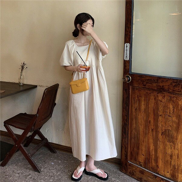 春秋レディース服 高級感 気質 着痩せ 優雅 無地 ロングワンピース 韓国風 トップス スカート ドレス