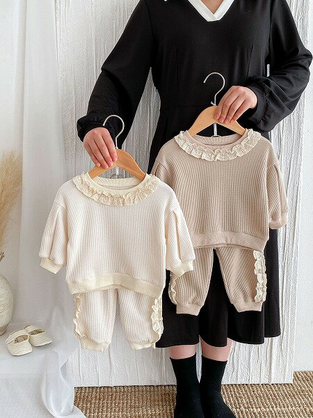 春秋子供服 カジュアル系 シンプル トレーナー&パンツ 2点セット 韓国風子供服 トップス パーカー