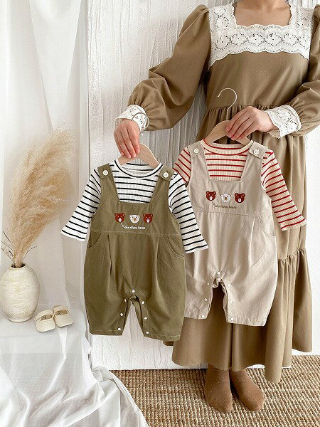 春秋子供服 カジュアル系 サロペット&インナーシャツ セットアップ 韓国風子供服 ベビー服[66~100cm]