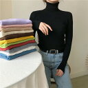 春秋レディース服 カジュアル系 着痩せ 無地 高襟 ニットセーター インナーシャツ トップス 16色展開