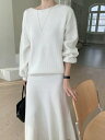 秋冬レディース服 カジュアル系 ゆったり ニットセーター&スカート 2点セット 韓国風 4色展開