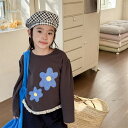 春秋子供服 カジュアル系 シンプル 花柄インナーシャツ 韓国風子供服トップス 長袖Tシャツ トレーナー